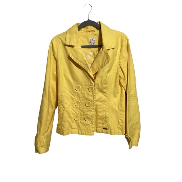 Roxy Yellow 100% Cotton Double Breasted Jacket L - Picture 1 of 5